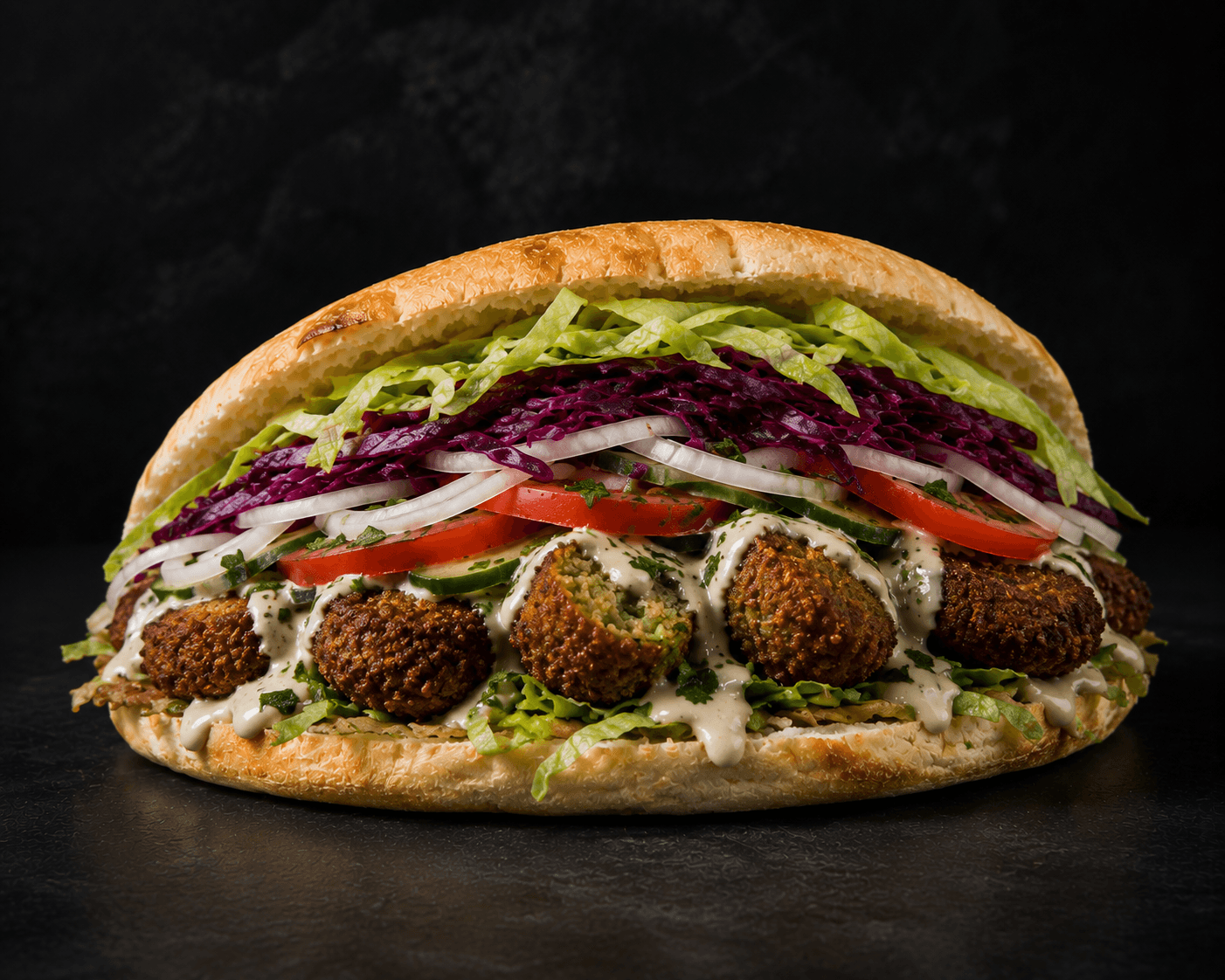 Falafel Döner im Fladenbrot mit frischem Gemüse