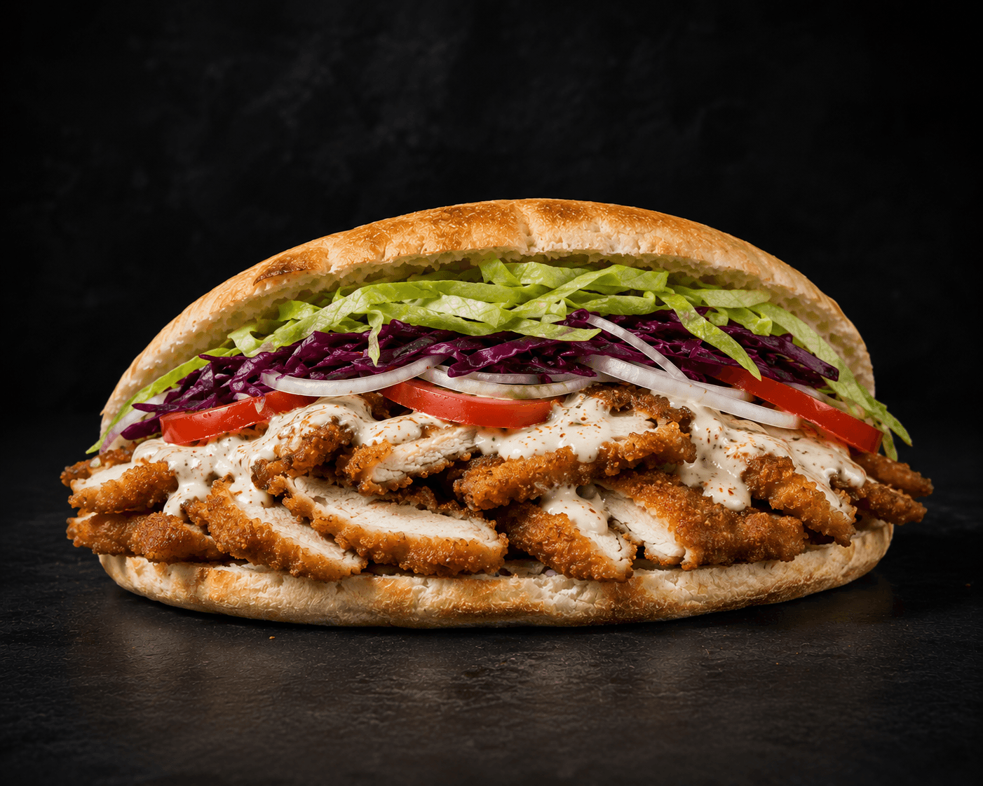 Schnitzel Döner im Fladenbrot mit frischem Gemüse