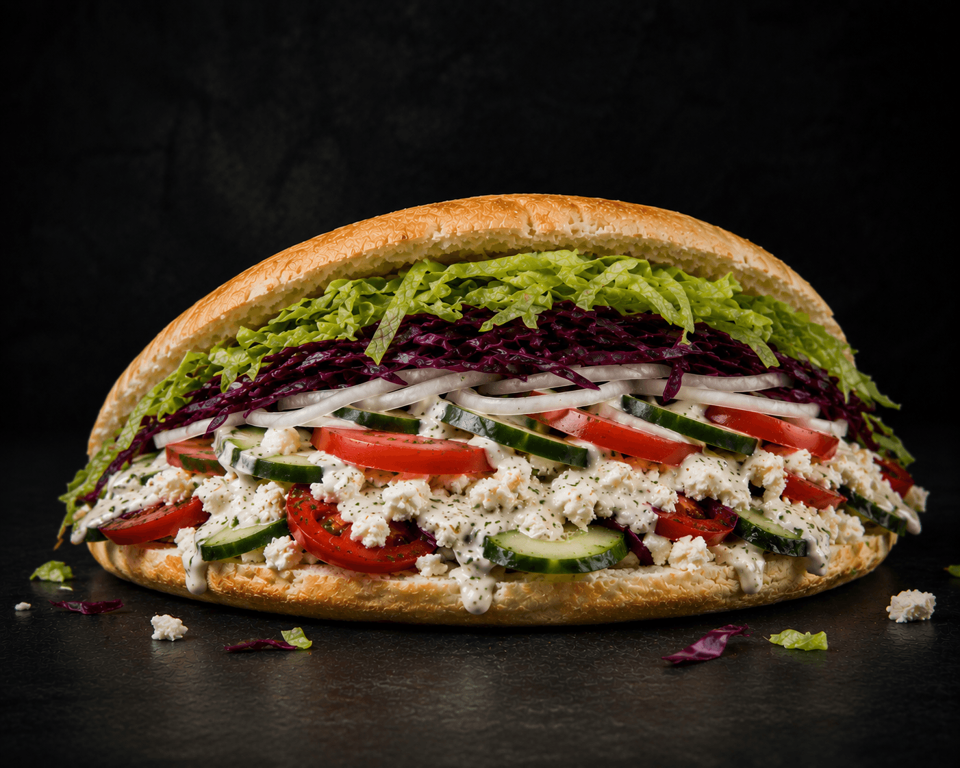 Vegetarischer Döner im Fladenbrot mit frischem Gemüse