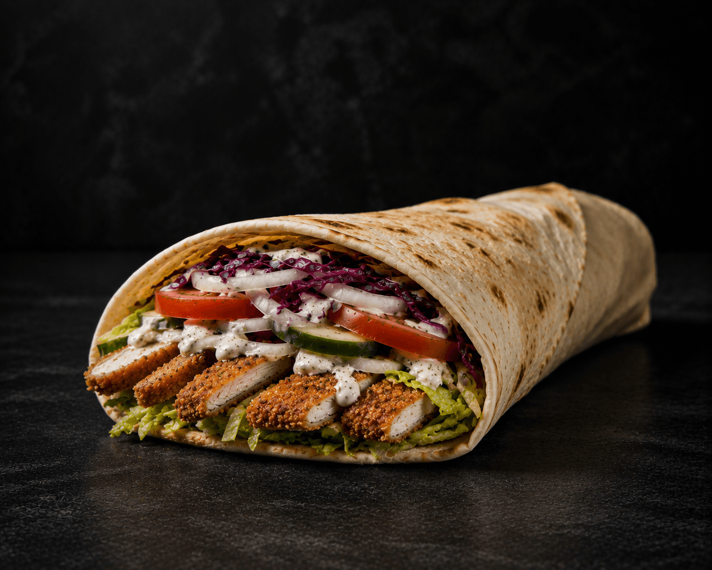 Schnitzel Dürüm im dünnen Weizenwrap