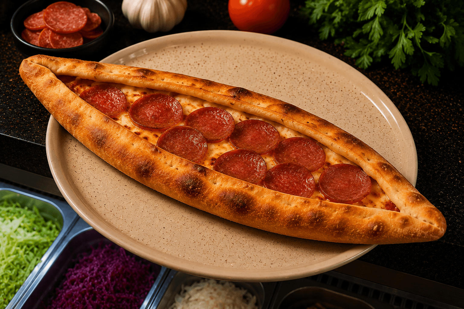Pide mit Salami