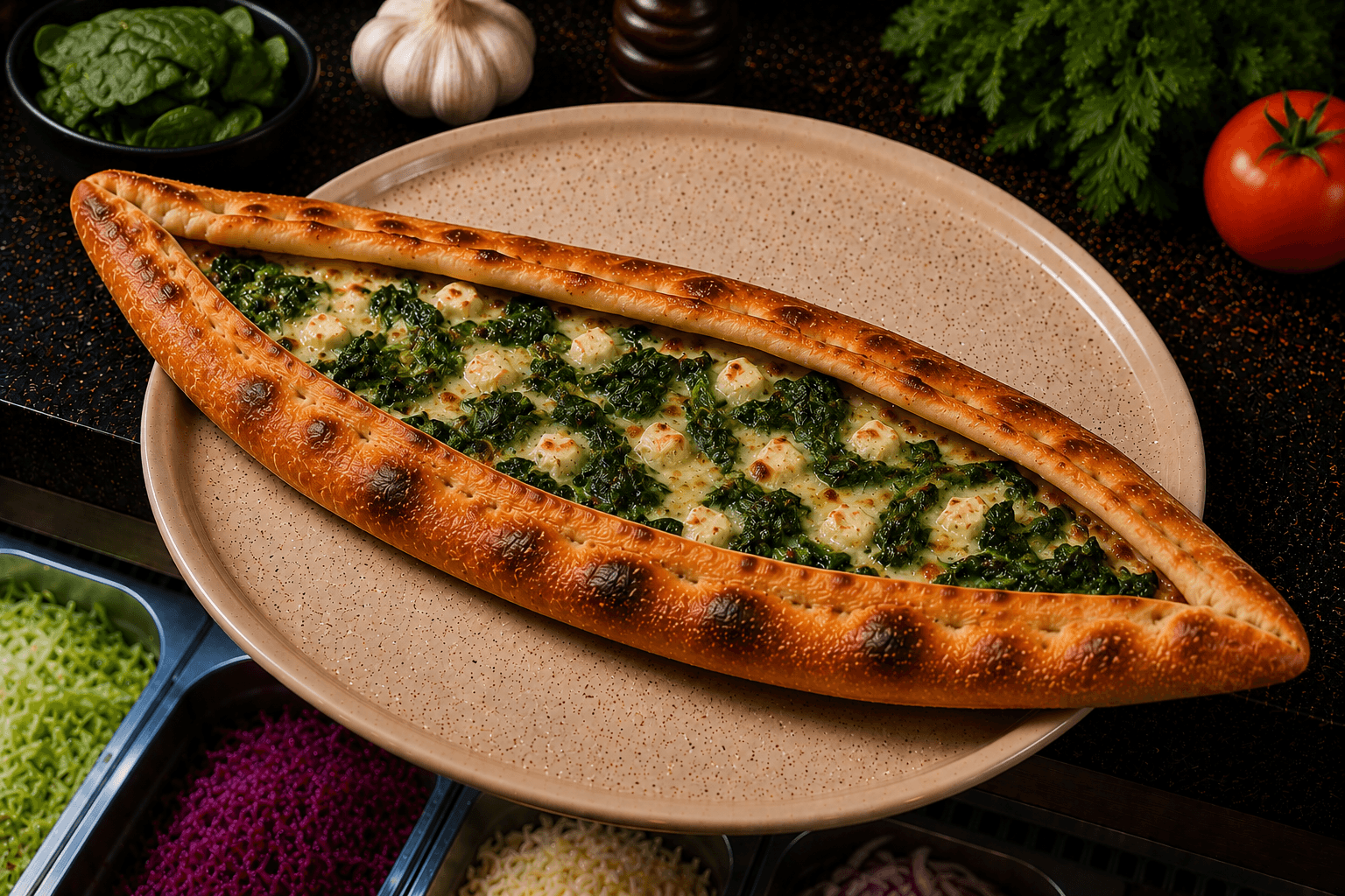 Pide mit Spinat