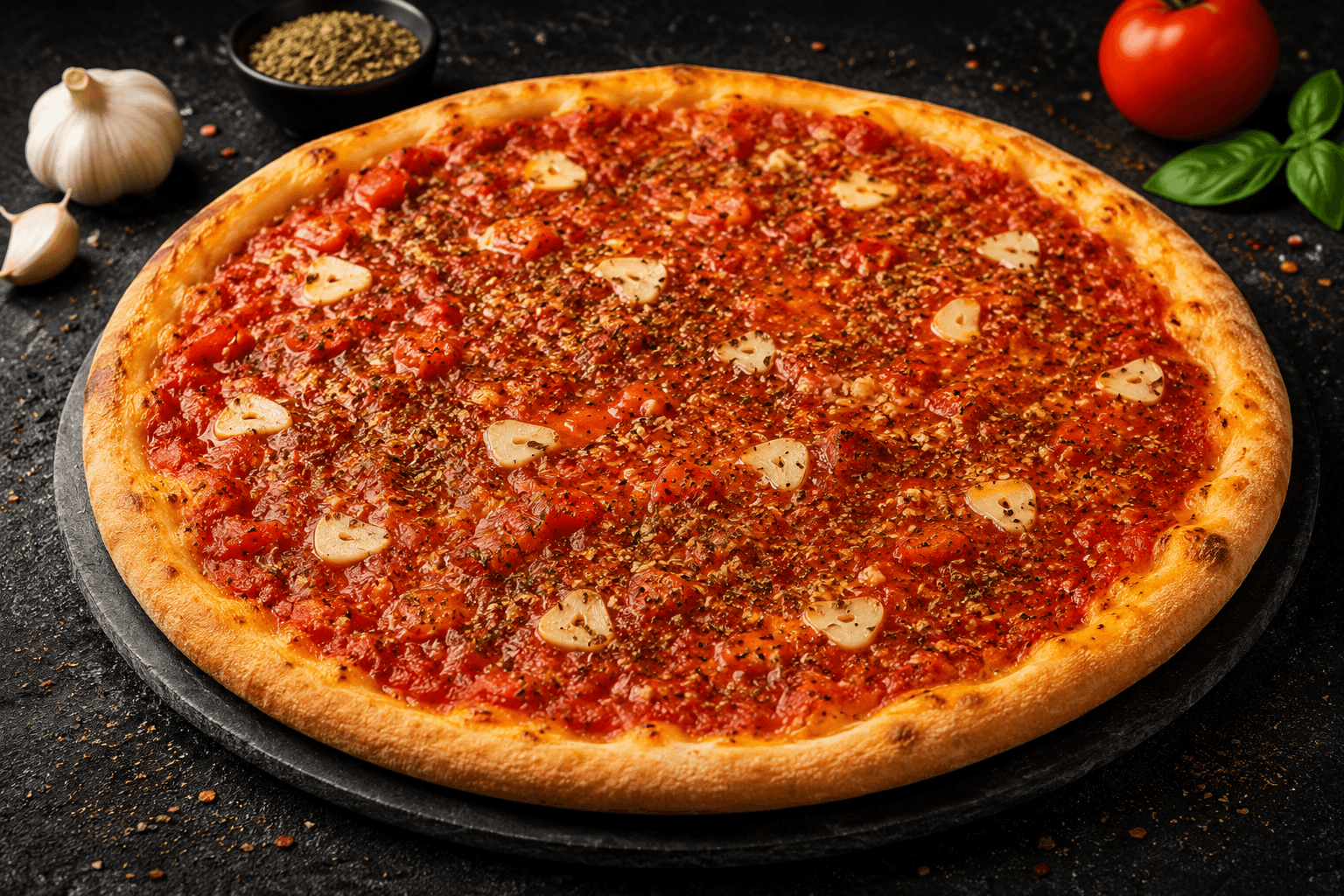Pizza Marinara mit Knoblauch ohne Käse
