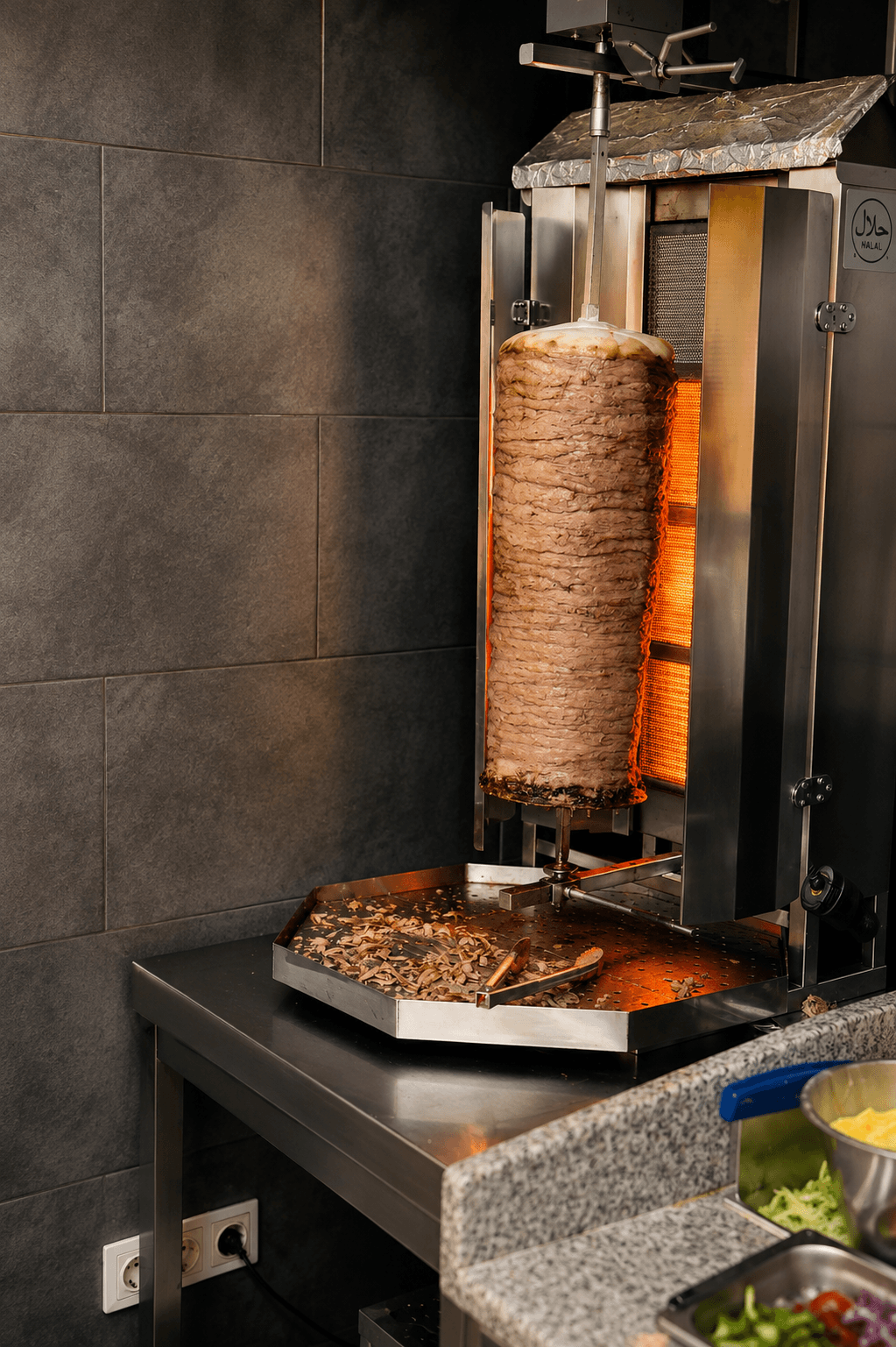 Frischer Döner-Spieß am Grill bei Fero